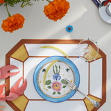 Octagon Placemat in White with Cognac