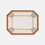 Octagon Placemat in Blue with Cognac