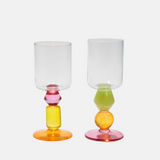 Miami Wine Glass in Pink/Marigold (Pair)